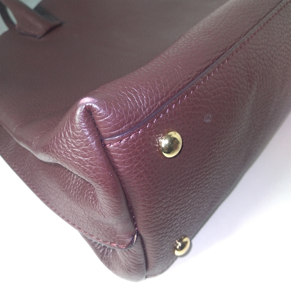 IACUCCI Made In Italy Burgundy Pebbled Leather Satchel Bag - Picture 13 of 13